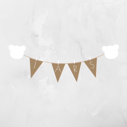 Afmælisborði | Brúnn með bangsa