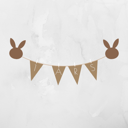 Afmælisborði | Brúnn með kanínu