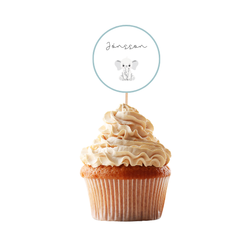 Cupcake toppar | Nafn með fíl
