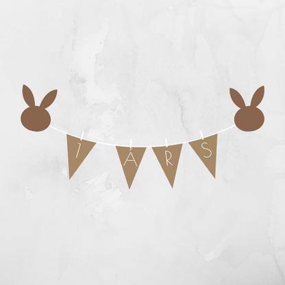 Afmælisborði | Brúnn með kanínu