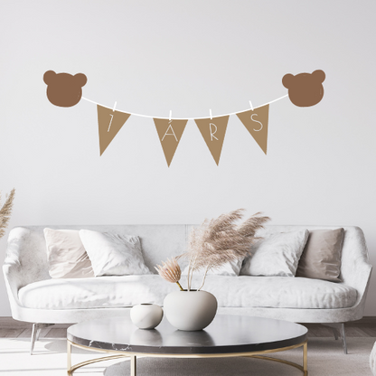 Afmælisborði | Brúnn með bangsa