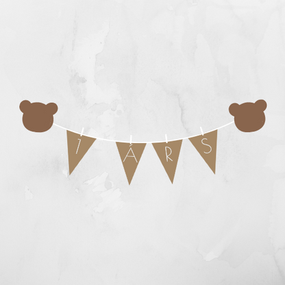 Afmælisborði | Brúnn með bangsa