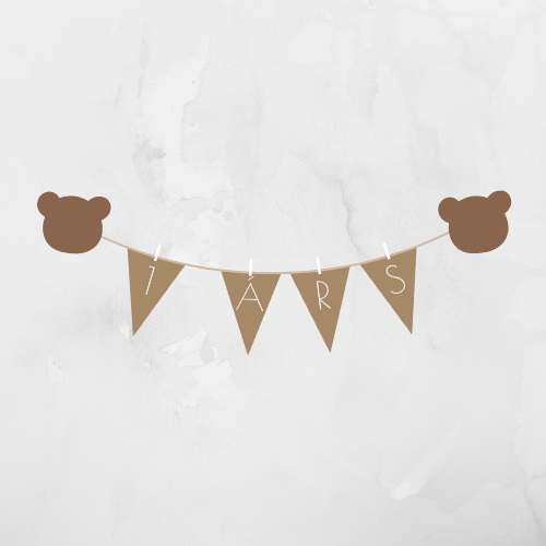 Afmælisborði | Brúnn með bangsa