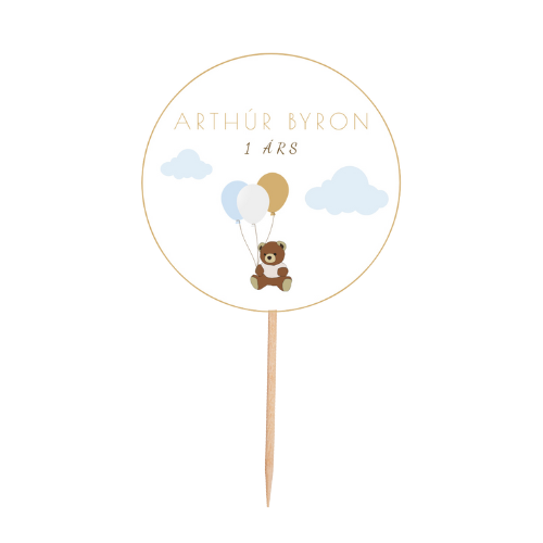 Cupcake toppar | Nafn með bangsa