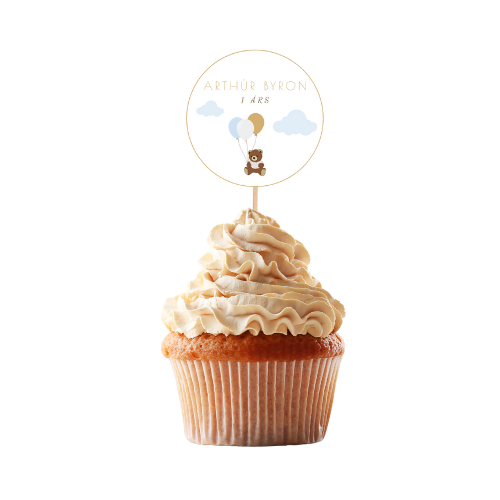 Cupcake toppar | Nafn með bangsa